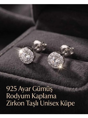 Begonia Accessories 930 Ayar Gümüş Rodyum Kaplama Zirkon Taşlı Minimal Halka ve Çivi Küpe Kadın Lüks Tasarım Şık Günlük Kullanım Gümüş Küpe ÇEŞITLERI-108-10A