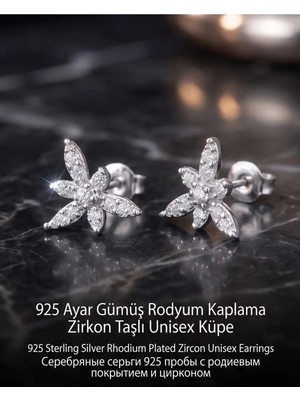 Begonia Accessories 927 Ayar Gümüş Rodyum Kaplama Zirkon Taşlı Minimal Halka ve Çivi Küpe Kadın Lüks Tasarım Şık Günlük Kullanım Gümüş Küpe ÇEŞITLERI-108-4A