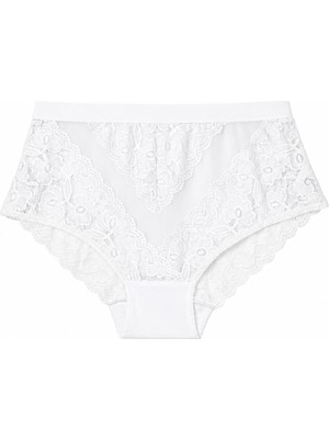 Zena Underwear Büyük Beden Dantelli Tül Detaylı Lastikli Yüksek Bel Kadın Külot