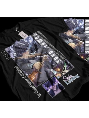 L'eivor Solo Leveling Sung Jin-Woo Baskılı Anime Unisex Tişört