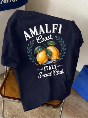 L'eivor Amalfi Coast Italy Baskılı Pamuk Erkek Tişört