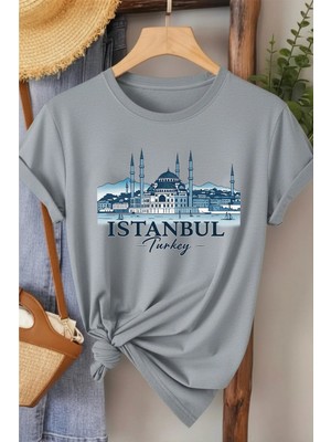 L'eivor Filtresiz Istanbul Baskılı Kadın Pamuk T-Shirt