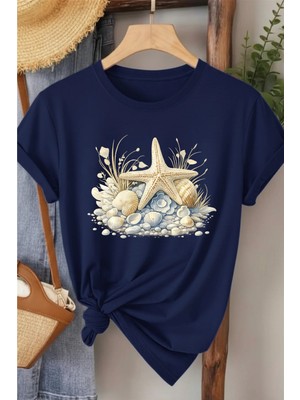 L'eivor Deniz Yıldızı Baskılı Kadın Pamuk T-Shirt