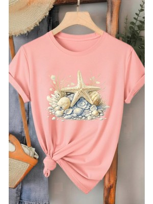 L'eivor Deniz Yıldızı Baskılı Kadın Pamuk T-Shirt