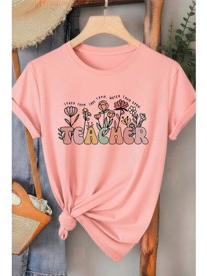 L'eivor Öğretmen Baskılı Beyaz Kadın Pamuk T-Shirt