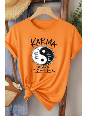 L'eivor Karma - Be Good Özel Tasarım Baskılı Kadın Pamuk T-Shirt