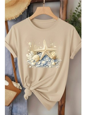 L'eivor Deniz Yıldızı Baskılı Kadın Pamuk T-Shirt