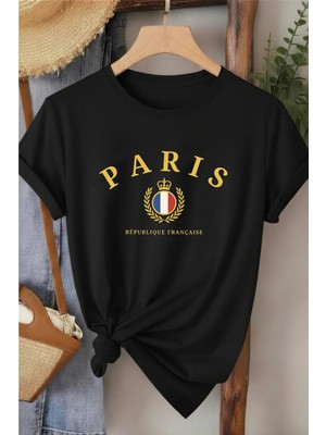 L'eivor Paris Baskılı Pamuk Kadın Tişört