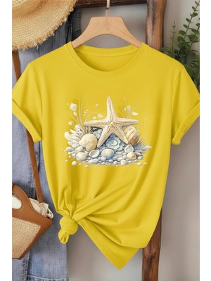 L'eivor Deniz Yıldızı Baskılı Kadın Pamuk T-Shirt