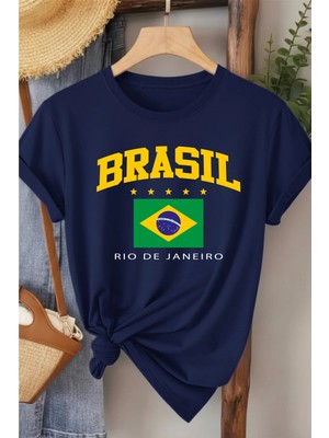 L'eivor Brasil Baskılı Kadın Pamuk T-Shirt