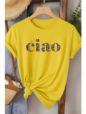 L'eivor Ciao Leopar Desen Baskılı Kadın T-Shirt
