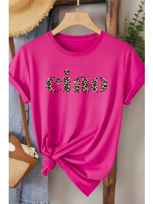 L'eivor Ciao Leopar Desen Baskılı Kadın T-Shirt