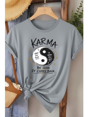 L'eivor Karma - Be Good Özel Tasarım Baskılı Kadın Pamuk T-Shirt