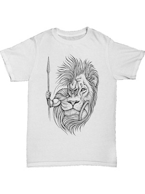 L'eivor Aslan & Gladyatör Baskılı Erkek Pamuk T-Shirt