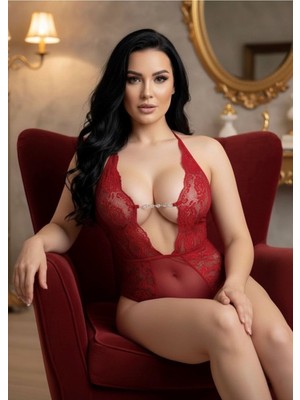 Aesco Kırmızı Taşlı Bodysuit - 888
