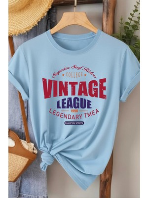 L'eivor Vintage League Baskılı Kadın %100 Pamuk T-Shirt