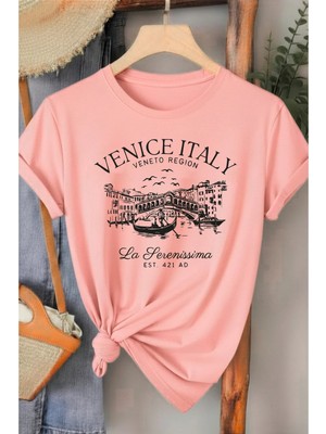 L'eivor Venice Italy Baskılı Kadın T-Shirt