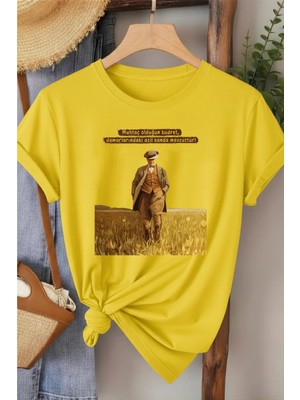 L'eivor Atatürk Gençliğe Hitabe Baskılı Kadın %100 Pamuk T-Shirt