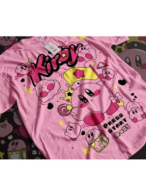 L'eivor Kirby Baskılı Unisex Pembe Pamuk Tişört