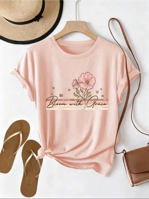 L'eivor Bloom With Grace Çiçek Baskılı Pamuk Kadın Tişört