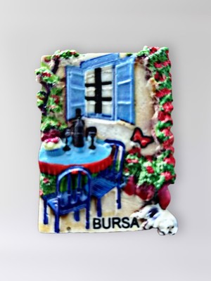 Mundy Bursa Polyester Kabartmalı Magnet 5 x 6,5 cm Dekoratif Hediyelik Buzdolabı Süsü (KOD:1677)
