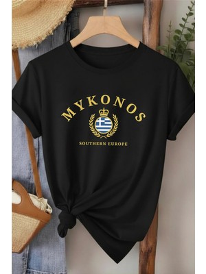 L'eivor Mykonos Baskılı Pamuk Kadın Tişört