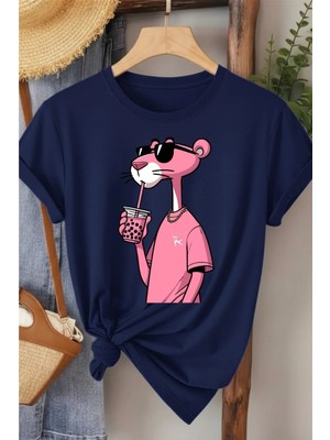 L'eivor Pembe Panter Baskılı Kadın T-Shirt
