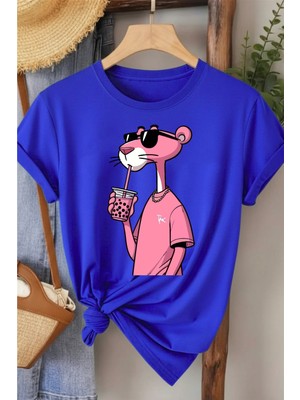 L'eivor Pembe Panter Baskılı Kadın T-Shirt