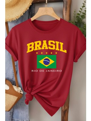 L'eivor Brasil Baskılı Kadın Pamuk T-Shirt