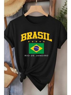 L'eivor Brasil Baskılı Kadın Pamuk T-Shirt