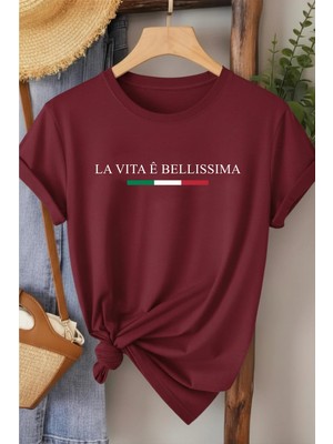 L'eivor La Vita Bellissima Baskılı Kadın T-Shirt