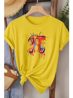 L'eivor Pi Sayısı Baskılı Pamuk T-Shirt