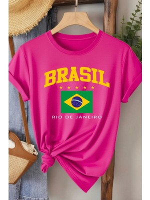 L'eivor Brasil Baskılı Kadın Pamuk T-Shirt