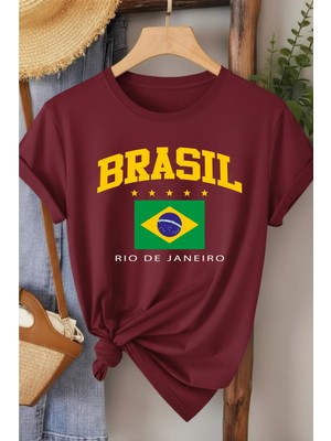 L'eivor Brasil Baskılı Kadın Pamuk T-Shirt