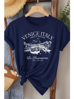 L'eivor Venice Italy Baskılı Kadın T-Shirt