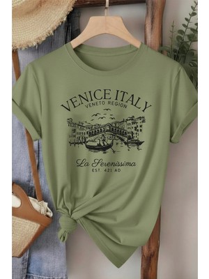 L'eivor Venice Italy Baskılı Kadın T-Shirt