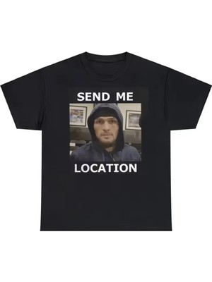 L'eivor Khabib Nurmagomedov Send Me Location Baskılı Erkek Pamuk T-Shirt