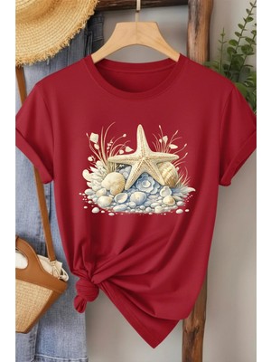 L'eivor Deniz Yıldızı Baskılı Kadın Pamuk T-Shirt