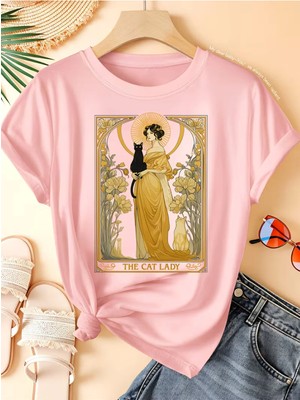 L'eivor The Cat Lady Baskılı Kadın Pamuk T-Shirt