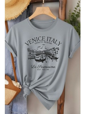 L'eivor Venice Italy Baskılı Kadın T-Shirt