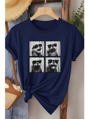 L'eivor Fok Balığı Poz Baskılı Kadın T-Shirt