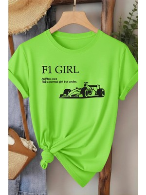 L'eivor F1 Girls Baskılı Kadın Pamuk Beyaz T-Shirt