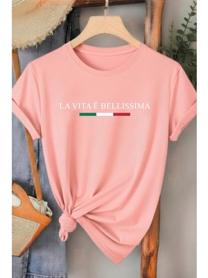 L'eivor La Vita Bellissima Baskılı Kadın T-Shirt
