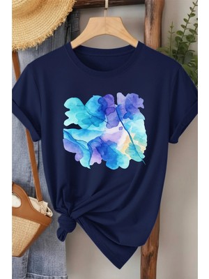 L'eivor Pastel Çiçek Tasarım Baskılı Kadın Pamuk T-Shirt