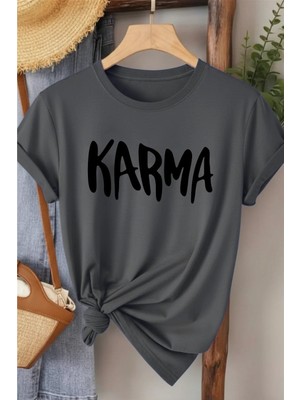 L'eivor Karma Baskılı Kadın Pamuk T-Shirt