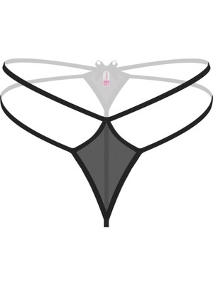 Aesco Transparan Siyah Fantazi Külot String