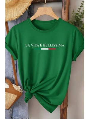 L'eivor La Vita Bellissima Baskılı Kadın T-Shirt
