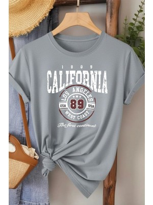 L'eivor California Baskılı Kadın Haki T-Shirt