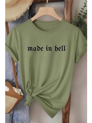 L'eivor Made In Hell Baskılı Kadın Siyah Pamuk T-Shirt