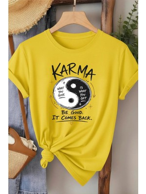 L'eivor Karma - Be Good Özel Tasarım Baskılı Kadın Pamuk T-Shirt
